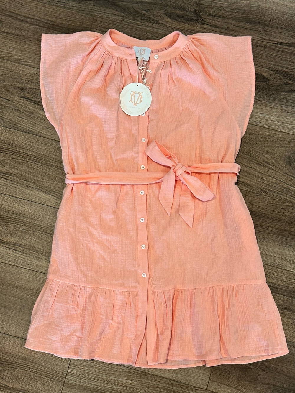 NWT! Victoria Dunn St Tropez Cotton Gauze Button Down Dress in Peach Size XL - Picture 2 of 7